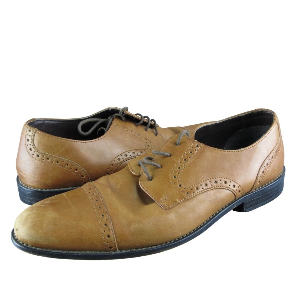Stacy Adams‎ Men's Brogue Toe Cap Derby Oxfords Brown Leather Sz 10.5M Used 2025